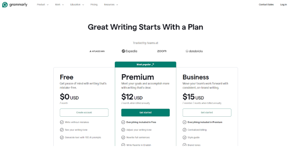 Grammarly Pricing