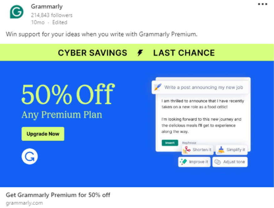 Grammarly Cyber Monday Sale 