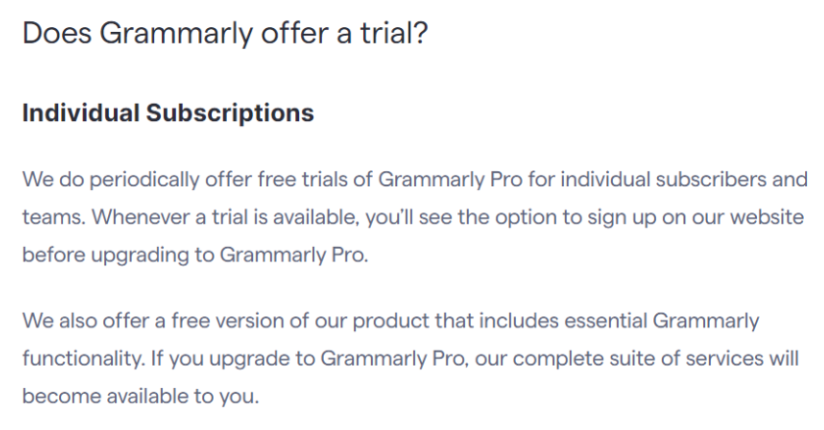 Grammarly Free Trial