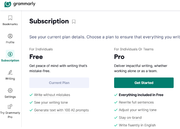 Grammarly Subscription Page Grammarly Subscription Page