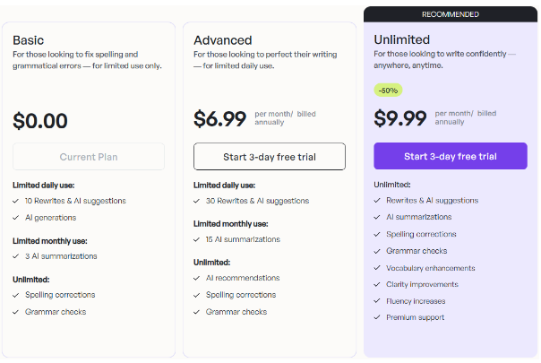 Wordtune Pricing Plans Wordtune Pricing Plans