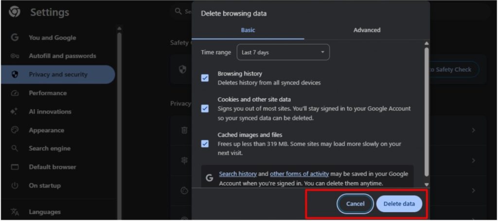 clear browser cache clear Browser cache